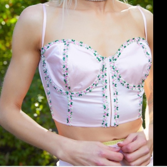 Sugar Thrillz Floral Satin Corset Top - Picture 2 of 7